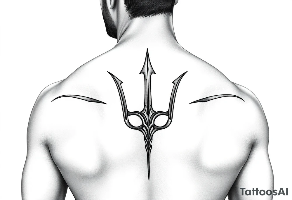 realistic man with trident tattoo idea