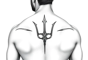 realistic man with trident tattoo idea
