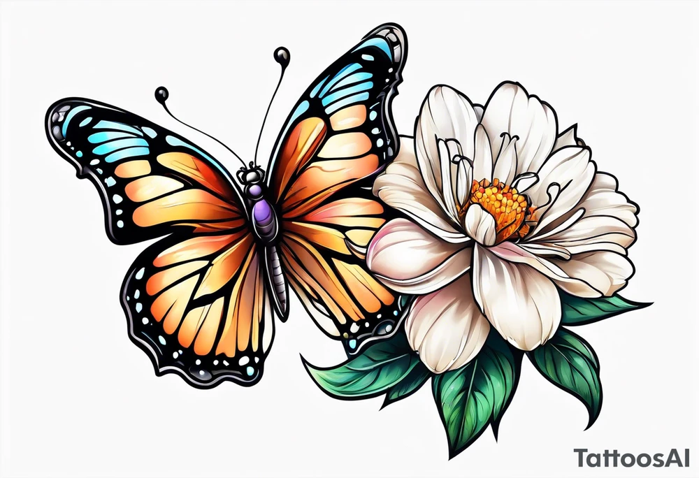 Butterfly on a flower tattoo idea