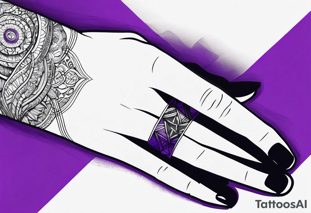 lines around wrist, abstract, black and purple, covered from wrist to forearm, fully covered, no borders, blackwork, no people tattoo idea