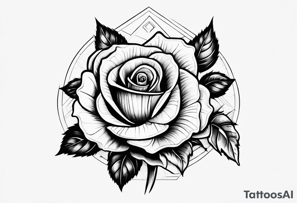 A bottle of beer and a stalk of rose in the bucket tattoo idea