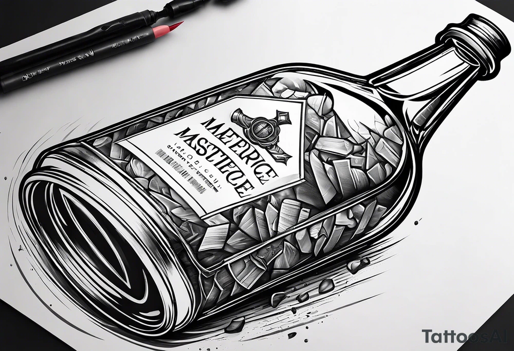 Broken
 bottle and army tags tattoo idea