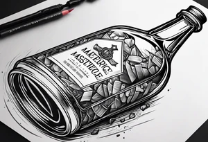 Broken
 bottle and army tags tattoo idea
