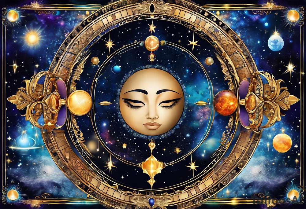 Astrology, Gemini & Aquarius, Natal Chart, angelic, vision, planetary, yin yang, the moon, spiritual third eye, mystical armband tattoo idea