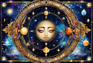 Astrology, Gemini & Aquarius, Natal Chart, angelic, vision, planetary, yin yang, the moon, spiritual third eye, mystical armband tattoo idea