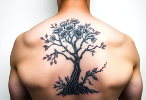 Powerful flower tree with cloud over it tattoo idea