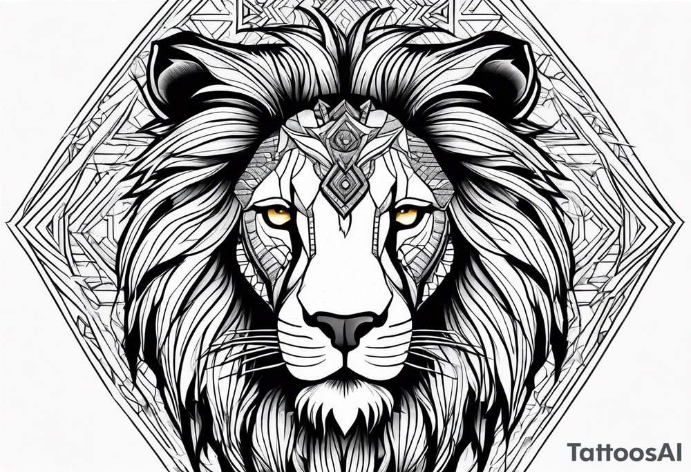 powerful majestic lion, close-up tattoo idea