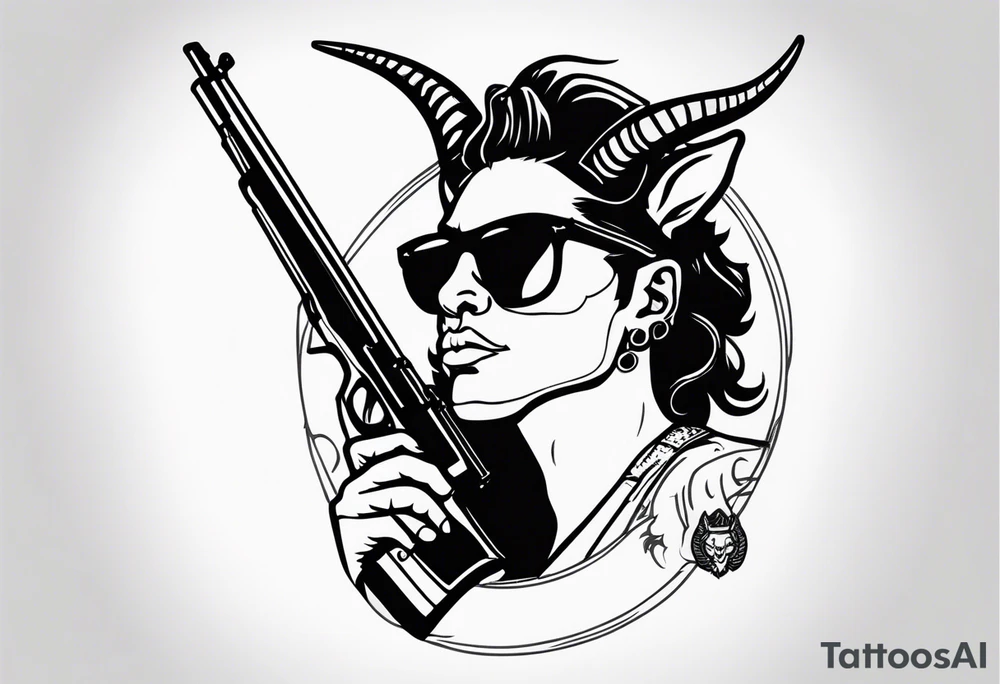 capricorn with sunglasses and shotgun tattoo idea
