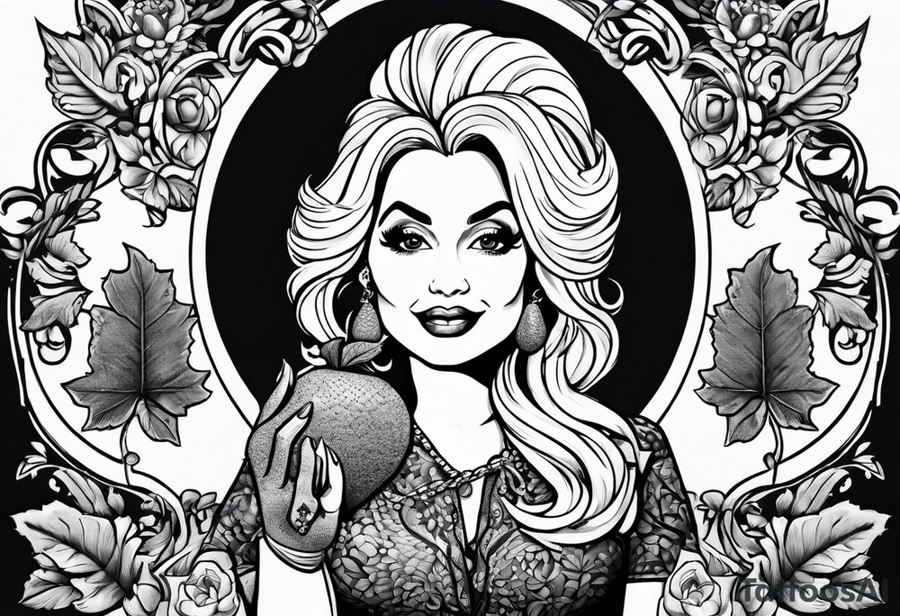 Dolly Parton holding an acorn tattoo idea