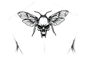 A tribal bee with a skull for lower abdomen on a man tattoo idea