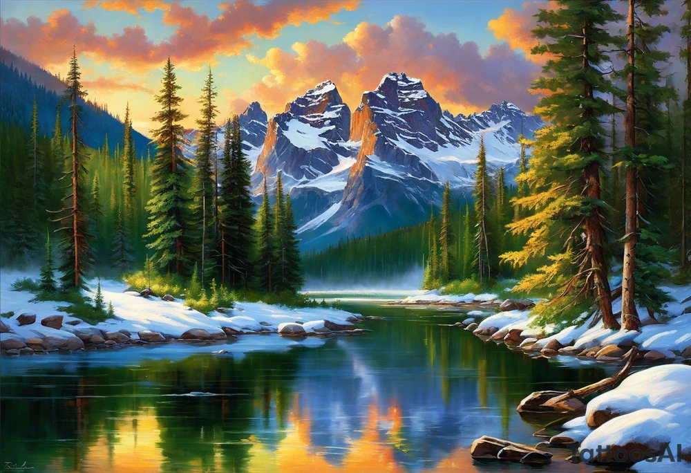Imagine the majestic Rocky Mountains rising up in the background, their snow-capped peaks reaching towards the sky. Below them, a lush forest of pine trees spreads out, their deep green needles contrasting against the rugged terrain. In the foreground, a winding river flows through the landscape, its clear waters reflecting the colors of the setting sun.

Above, the sky transitions from the warm hues of sunset to the deep blues and purples of nightfall, fading into darkness speckled with stars. Among the stars, you could have a constellation resembling the momentous night you met her, perhaps even adding her zodiac sign for a personal touch.

In elegant script, the words "I knew the moment I saw her" could be woven into the design, perhaps following the contours of the river or nestled within the branches of a tree.

The overall effect would be a breathtaking scene capturing the beauty of Colorado's nature, combined with the sentiment of that special moment when your paths first crossed. tattoo idea