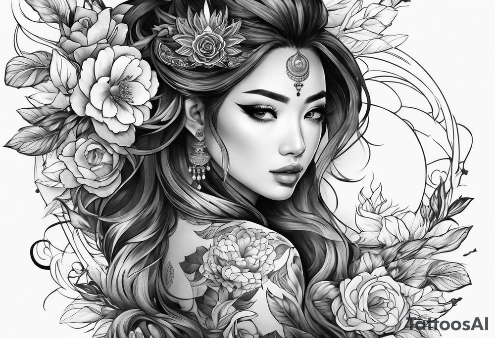 Half face tattoo idea
