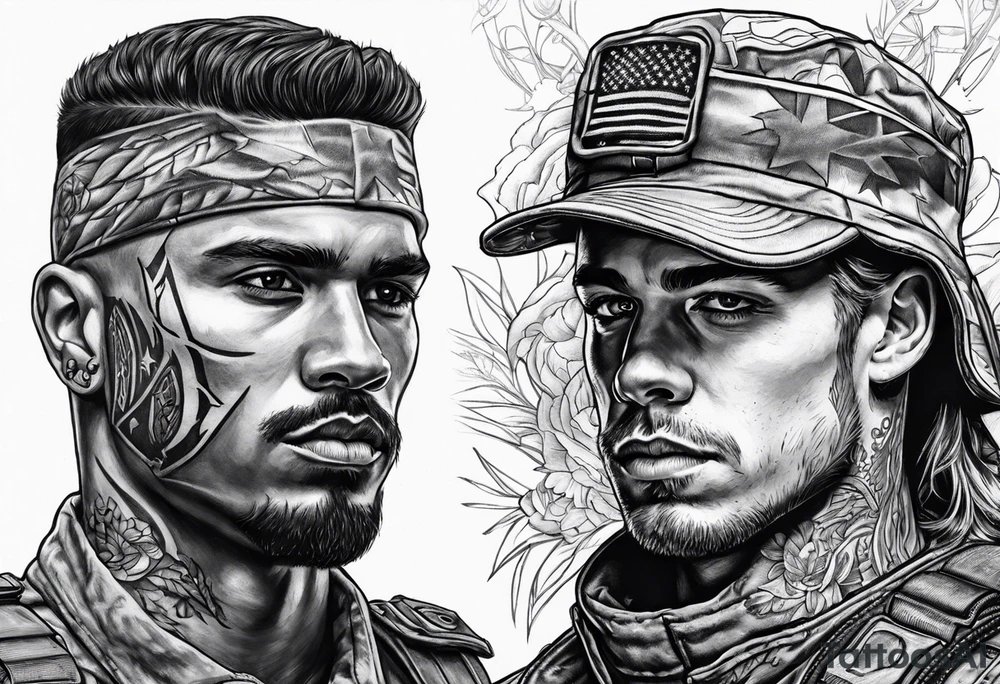 A modern soldier face to face with death tattoo idea