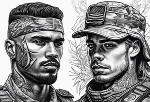 A modern soldier face to face with death tattoo idea