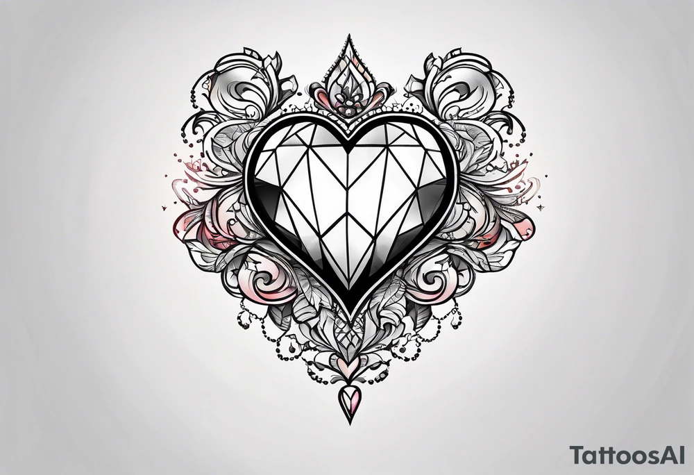 simple shape of a heart and dimond tattoo idea