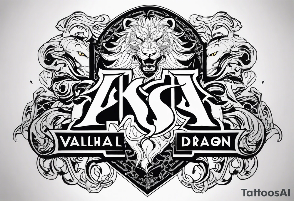 Valhalla  dragon  lion tattoo idea