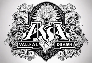 Valhalla  dragon  lion tattoo idea
