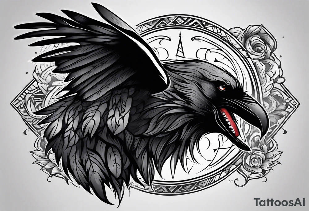 Raven and a wolf tattoo idea