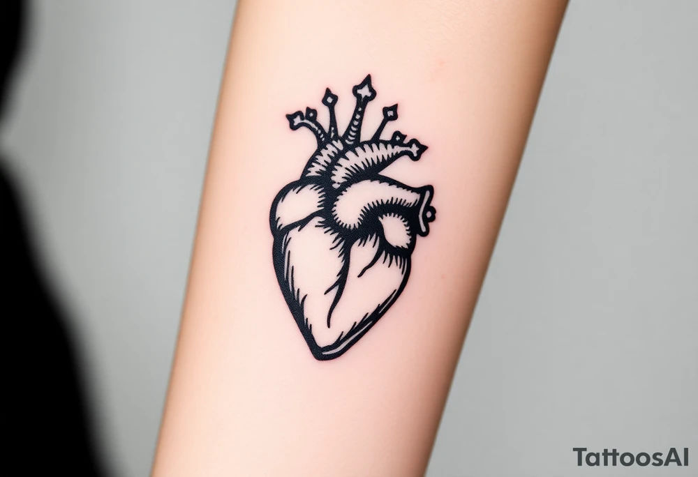 medieval heart woodcut tattoo idea