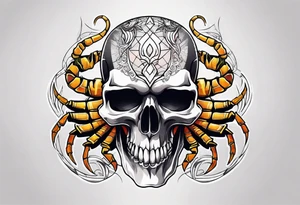 Skull tattoo with a large scorpion tattoo idea