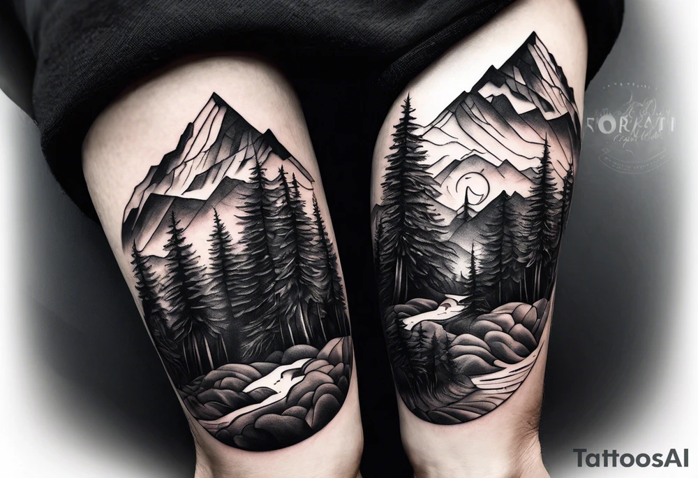 Forearm tattoo of couple hiking tattoo idea