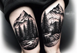 Forearm tattoo of couple hiking tattoo idea