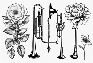 trombone growing a flower tattoo idea