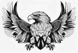 Narrow realistic black and white eagle chest tattoo tattoo idea