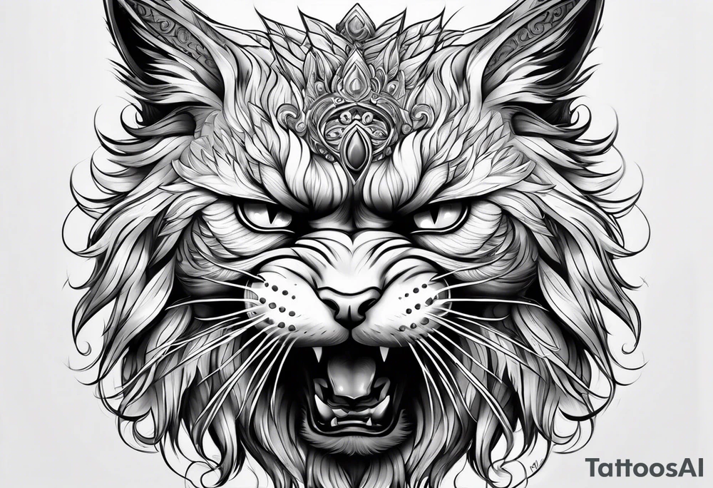 angry cat tattoo idea
