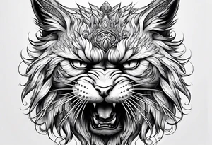 angry cat tattoo idea
