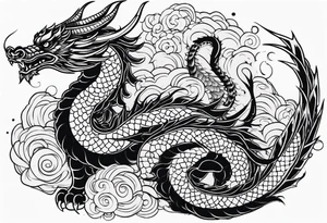 a full sleeve of a japanese styled dragon. Simplistic tattoo idea