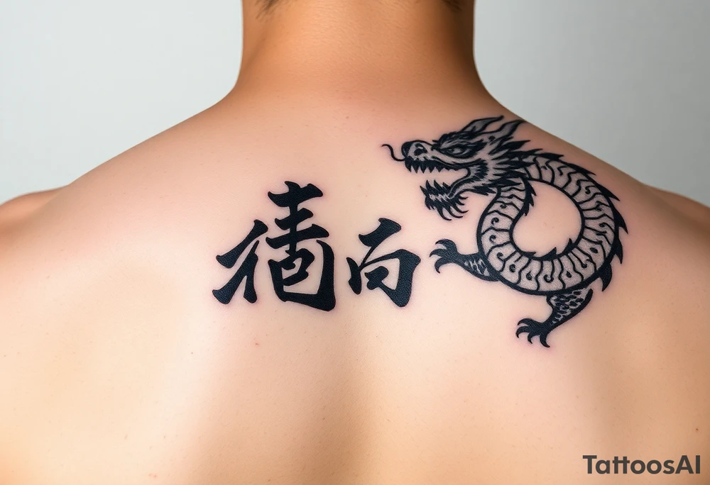 A Chinese word 九 combined to a Chinese dragon tattoo idea