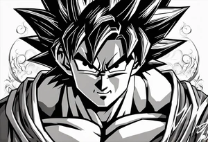 son goku neben crelyn sitzend tattoo idea
