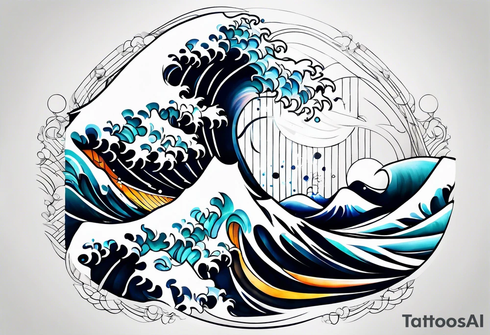 ocean, géométric, wave tattoo idea