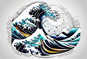 ocean, géométric, wave tattoo idea