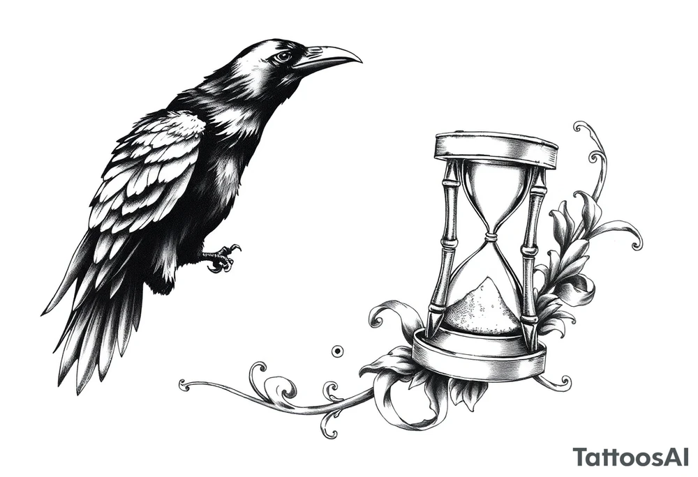 a raven and a hourglass. tattoo idea