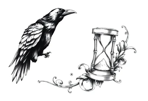 a raven and a hourglass. tattoo idea