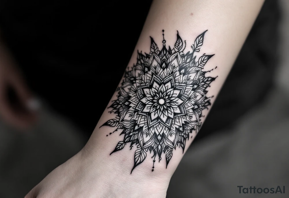 mandala with sacred flower of life in the middle tattoo idea