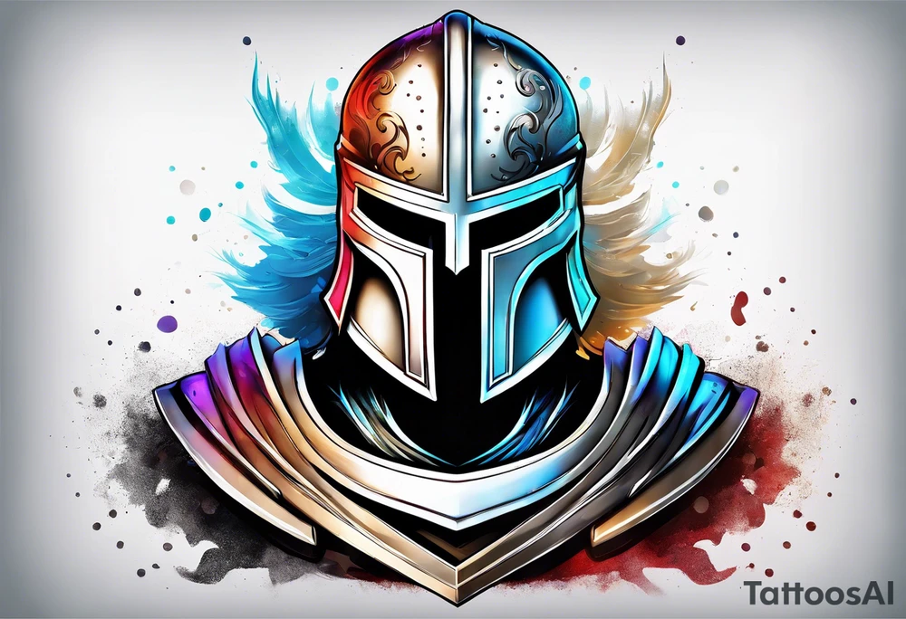 Spartan helmet with mist around tattoo idea