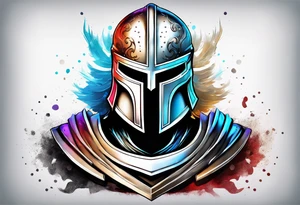 Spartan helmet with mist around tattoo idea