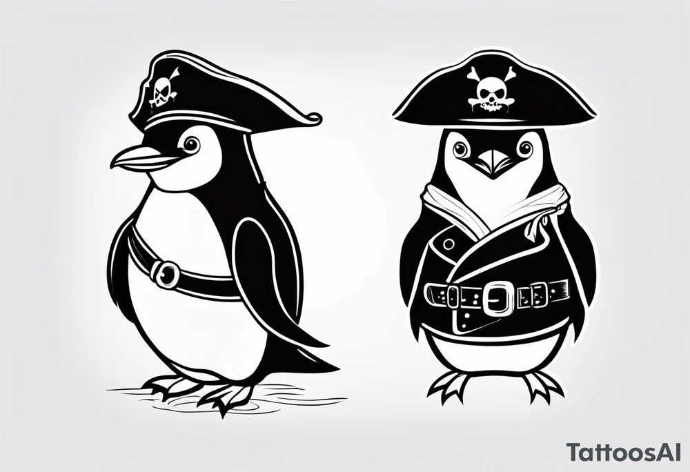 penguin dressed as a pirate tattoo idea
