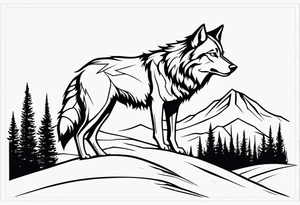 wolf mountain tattoo idea
