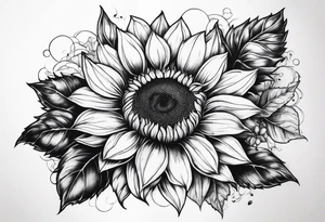 Sunflower, rose flower tattoo idea