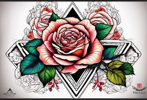 A rose tattoo around a triangle tattoo idea