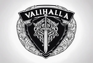 Valhalla sword shield banner tattoo idea
