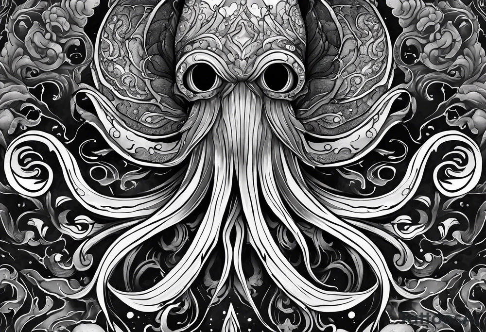 The horrifying squid hides itself in ink and turns the color of its body to black to blend into the dark tattoo idea