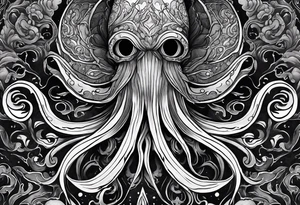 The horrifying squid hides itself in ink and turns the color of its body to black to blend into the dark tattoo idea