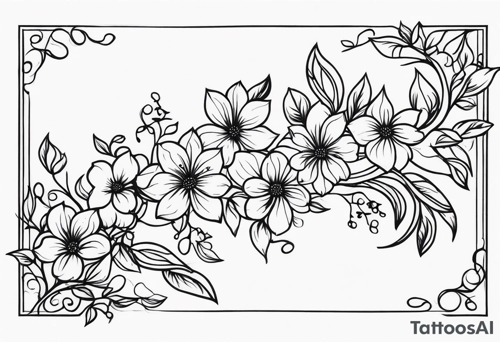 vines flowers straight line tattoo idea