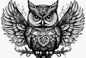 steam punk owl tattoo idea