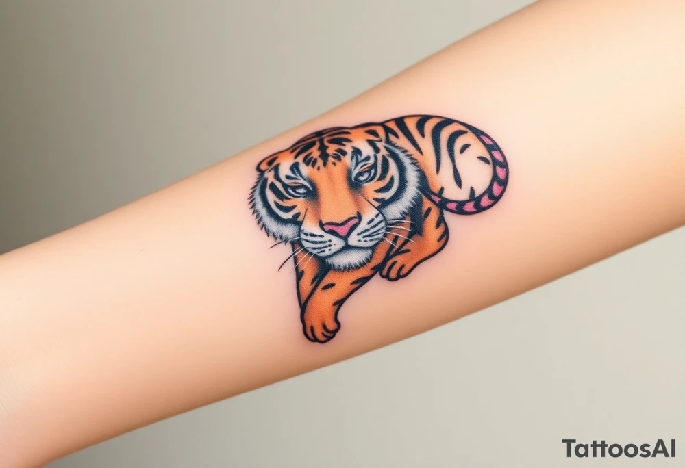 a full color cubism style 
full body tiger illustration tattoo idea